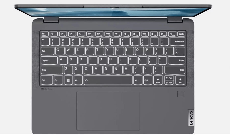 Lenovo Flex 5 backlit keyboard and premium design